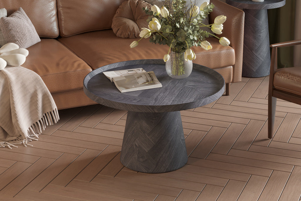 Rousseau Manus Salontafel – MDF – Donkergrijs – Ø80 x H40 cm